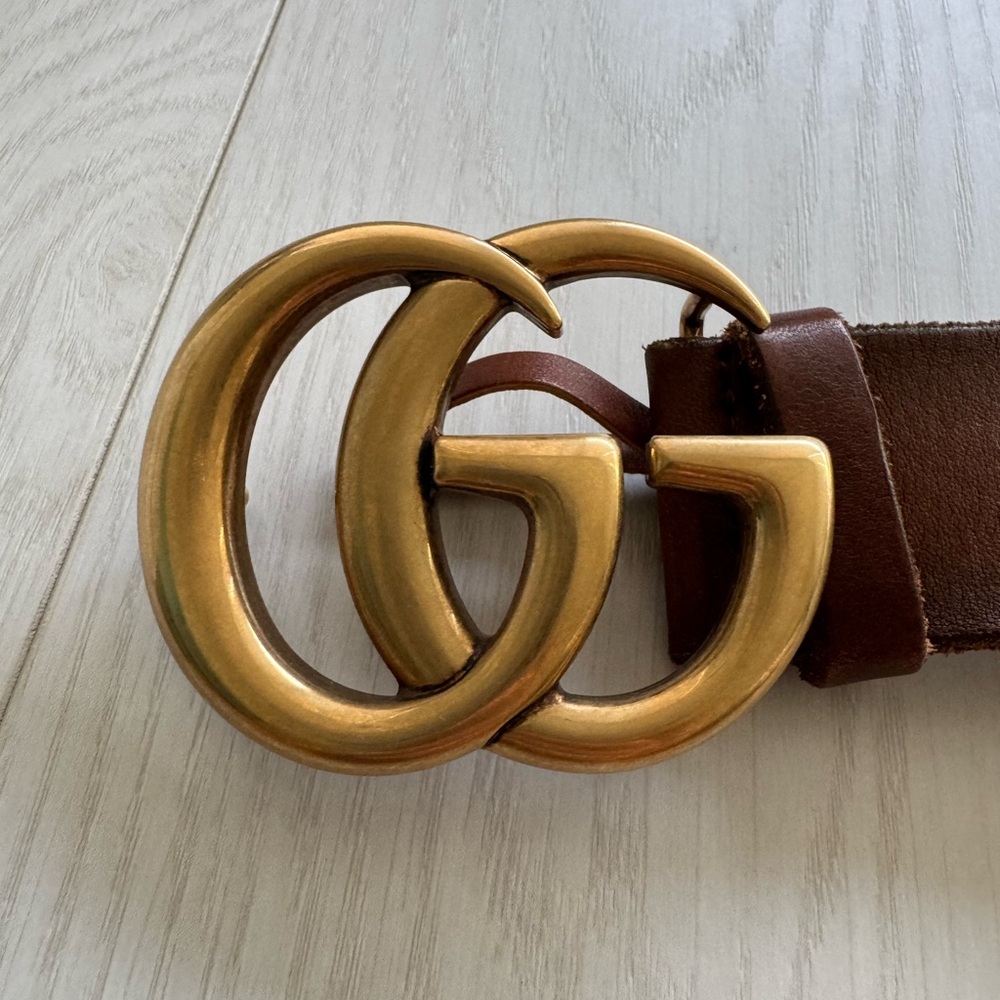 Gucci GG Marmont Brown Leather Wide Belt Size 85 - Picture 6 of 8